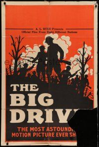 7h095 BIG DRIVE 1sh '28 World War I documentary film from eight different nations!