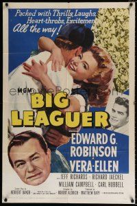 7h098 BIG LEAGUER 1sh '53 Edward G. Robinson, Vera-Ellen, Robert Aldrich directed, baseball!