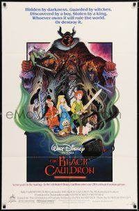 7h110 BLACK CAULDRON advance 1sh '85 first Walt Disney CG, cool fantasy art by P. Wensel!