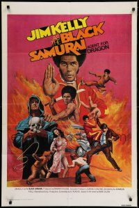 7h113 BLACK SAMURAI 1sh '77 Jim Kelly, awesome kung fu martial arts action artwork!