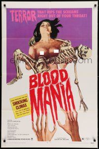 7h127 BLOOD MANIA 1sh '70 really wild horror art, it rips the screams out of your throat!