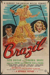 7h164 BRAZIL 1sh '44 Tito Guizar & Virginia Bruce in a glorious Pan-American musical romance!