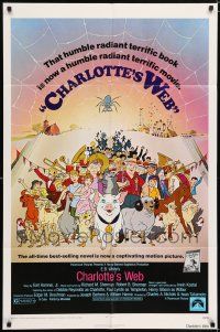 7h214 CHARLOTTE'S WEB 1sh '73 E.B. White's farm animal cartoon classic!