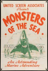 7h257 DEVIL MONSTER 1sh R30s Monsters of the Sea, cool artwork of giant manta ray!