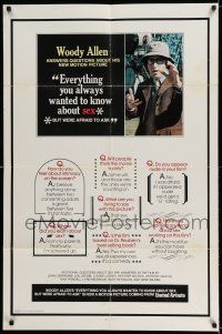 7h294 EVERYTHING YOU ALWAYS WANTED TO KNOW ABOUT SEX advance 1sh '72 Woody Allen, pictorial display