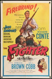 7h312 FIGHTER 1sh '52 art of Richard Conte with rifle, from a story by Jack London, boxing!