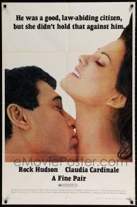 7h315 FINE PAIR 1sh '69 romantic image of Rock Hudson & sexy Claudia Cardinale!