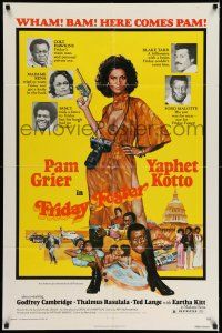 7h345 FRIDAY FOSTER 1sh '76 artwork of sexiest Pam Grier with gun and camera!
