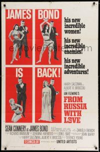 7h351 FROM RUSSIA WITH LOVE style B 1sh '64 Sean Connery as Ian Fleming's James Bond 007 is back!