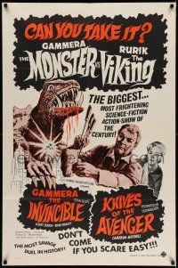 7h360 GAMMERA THE INVINCIBLE/KNIVES OF THE AVENGER 1sh '60s sci-fi horror, can you take it?!