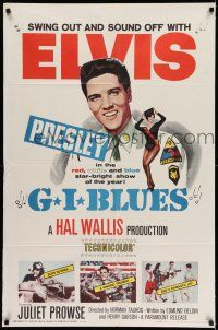 7h355 G.I. BLUES 1sh '60 swing out and sound off with Elvis Presley & sexy Juliet Prowse!