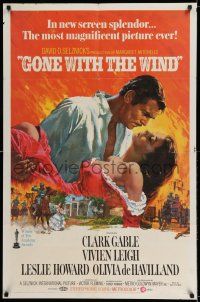 7h377 GONE WITH THE WIND 1sh R68 Clark Gable, Vivien Leigh, Terpning artwork, all-time classic!