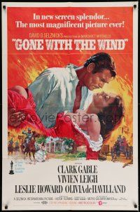 7h378 GONE WITH THE WIND 1sh R70 Clark Gable, Vivien Leigh, de Havilland, all-time classic!