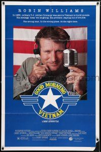 7h379 GOOD MORNING VIETNAM 1sh '87 Vietnam War radio DJ Robin Williams, directed by Barry Levinson