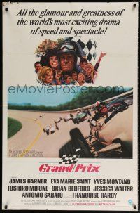 7h384 GRAND PRIX 1sh '67 Formula One race car driver James Garner, art by Terpning!
