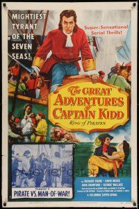 7h388 GREAT ADVENTURES OF CAPTAIN KIDD chapter 1 1sh '53 pirates, swashbuckling super-serial!