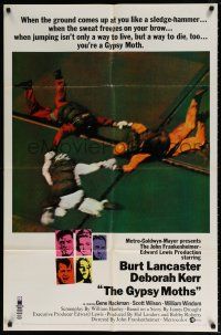 7h396 GYPSY MOTHS style A 1sh '69 Burt Lancaster, John Frankenheimer, cool sky diving image!