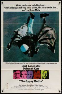 7h397 GYPSY MOTHS style B 1sh '69 Burt Lancaster, John Frankenheimer, cool sky diving image!