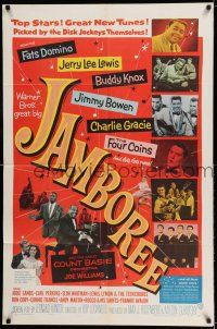 7h437 JAMBOREE 1sh '57 Fats Domino, Jerry Lee Lewis & other early rockers pictured!