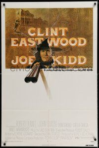 7h442 JOE KIDD 1sh '72 cool art of Clint Eastwood pointing double-barreled shotgun!