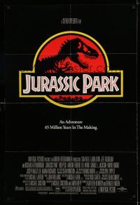 7h448 JURASSIC PARK 1sh '93 Steven Spielberg, Richard Attenborough re-creates dinosaurs!