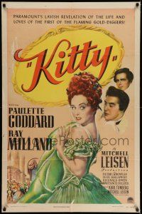 7h455 KITTY style A 1sh '45 art of pretty Paulette Goddard & Ray Milland in historical England!