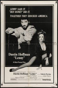 7h501 LENNY style B 1sh '74 Dustin Hoffman as comedian Lenny Bruce w/microphone, Valerie Perrine!
