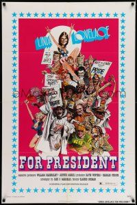 7h512 LINDA LOVELACE FOR PRESIDENT 1sh '75 Micky Dolenz, wacky sexy artwork!