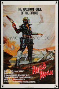 7h527 MAD MAX 1sh R83 George Miller post-apocalyptic classic, Mel Gibson art by Garland!