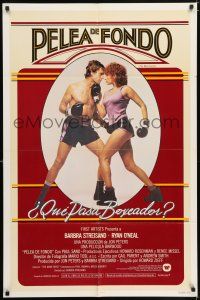 7h532 MAIN EVENT Spanish/U.S. export 1sh '79 full-length image of Barbra Streisand boxing with Ryan O'Neal