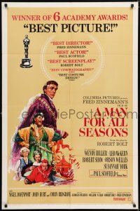 7h535 MAN FOR ALL SEASONS style C 1sh '66 Scofield, Robert Shaw, Best Picture Academy Award!