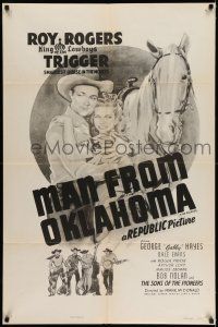 7h537 MAN FROM OKLAHOMA 1sh R54 Roy Rogers, Dale Evans, Gabby Hayes, Sons of the Pioneers!