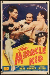 7h566 MIRACLE KID 1sh '41 great close up image of boxer Tom Neal in ring & sexy Carol Hughes!