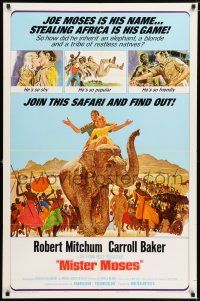 7h571 MISTER MOSES 1sh '65 Robert Mitchum & Carroll Baker are stealing Africa!