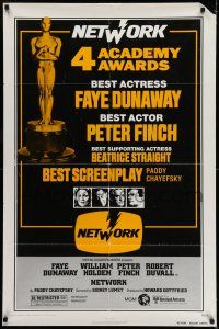 7h610 NETWORK awards 1sh '76 written by Paddy Cheyefsky, William Holden, Sidney Lumet classic!