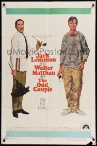 7h625 ODD COUPLE 1sh '68 art of best friends Walter Matthau & Jack Lemmon by Robert McGinnis!