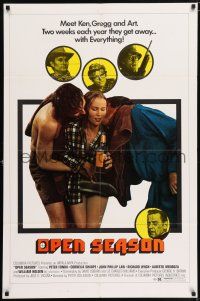 7h633 OPEN SEASON 1sh '74 Peter Fonda, Sharpe, 2 weeks a year they get away with anything!