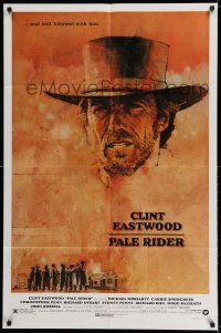 7h639 PALE RIDER 1sh '85 great different art of cowboy Clint Eastwood by Grove!