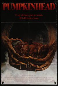 7h655 PUMPKINHEAD DEG style 1sh '88 directed by Stan Winston, Lance Henriksen, creepy horror image!