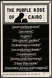 7h656 PURPLE ROSE OF CAIRO reviews 1sh '85 Jeff Daniels steps out of movie into Mia Farrow's life!