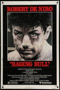 7h658 RAGING BULL 1sh '80 Martin Scorsese, Kunio Hagio art of boxer Robert De Niro!