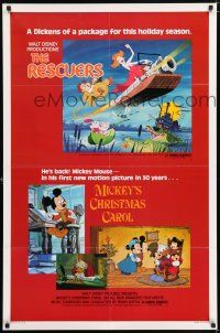 7h662 RESCUERS/MICKEY'S CHRISTMAS CAROL 1sh '83 Disney double-feature for the holiday season!
