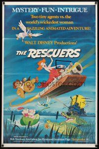 7h661 RESCUERS 1sh '77 Disney mouse mystery adventure cartoon from the depths of Devil's Bayou!