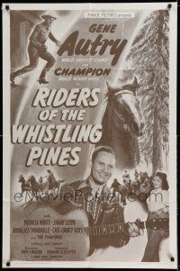 7h667 RIDERS OF THE WHISTLING PINES 1sh R63 Gene Autry, Patricia White, Jimmy Lloyd & Champion!
