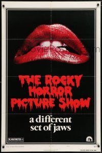 7h673 ROCKY HORROR PICTURE SHOW style A 1sh '75 close up lips image, a different set of jaws!