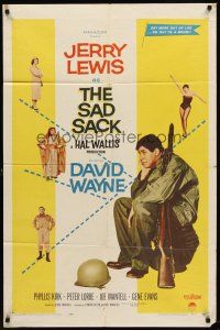 7h678 SAD SACK 1sh '58 wacky Jerry Lewis in the Foreign Legion!
