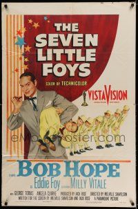 7h686 SEVEN LITTLE FOYS 1sh '55 Bob Hope performing on stage with his seven kids in wacky outfits!