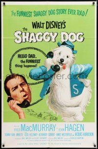 7h689 SHAGGY DOG 1sh R67 Disney, Fred MacMurray in the funniest sheep dog story ever told!