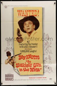 7h690 SHAKIEST GUN IN THE WEST 1sh '68 Barbara Rhoades with rifle, Don Knotts on wanted poster!