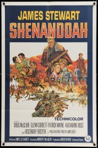 7h692 SHENANDOAH 1sh '65 James Stewart, Civil War, cool artwork!